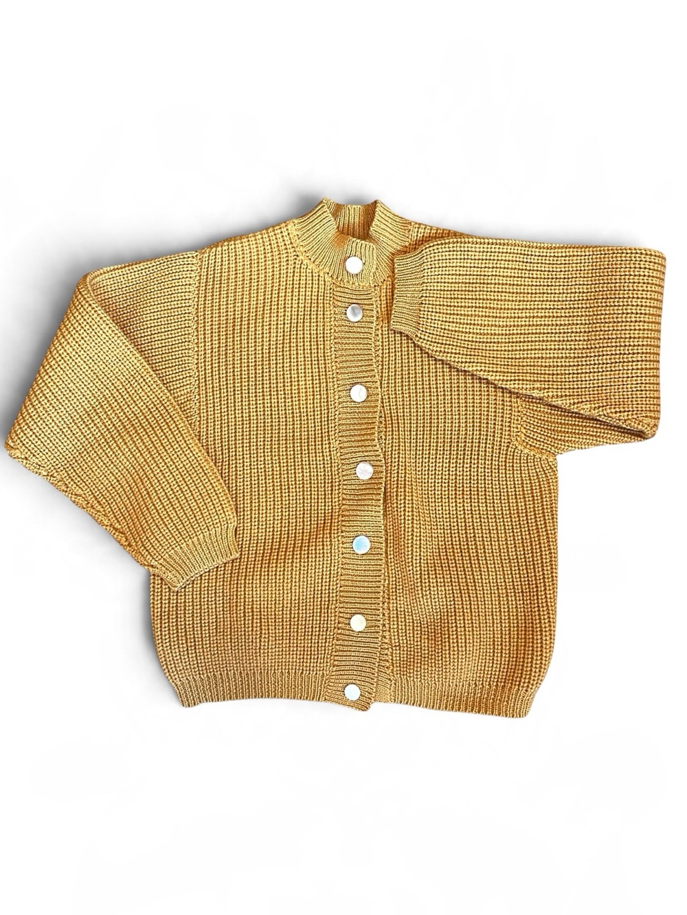 Oberland Vintage 60s Women’s Sz S Yellow Cardigan Sweater Wool Chunky Knit